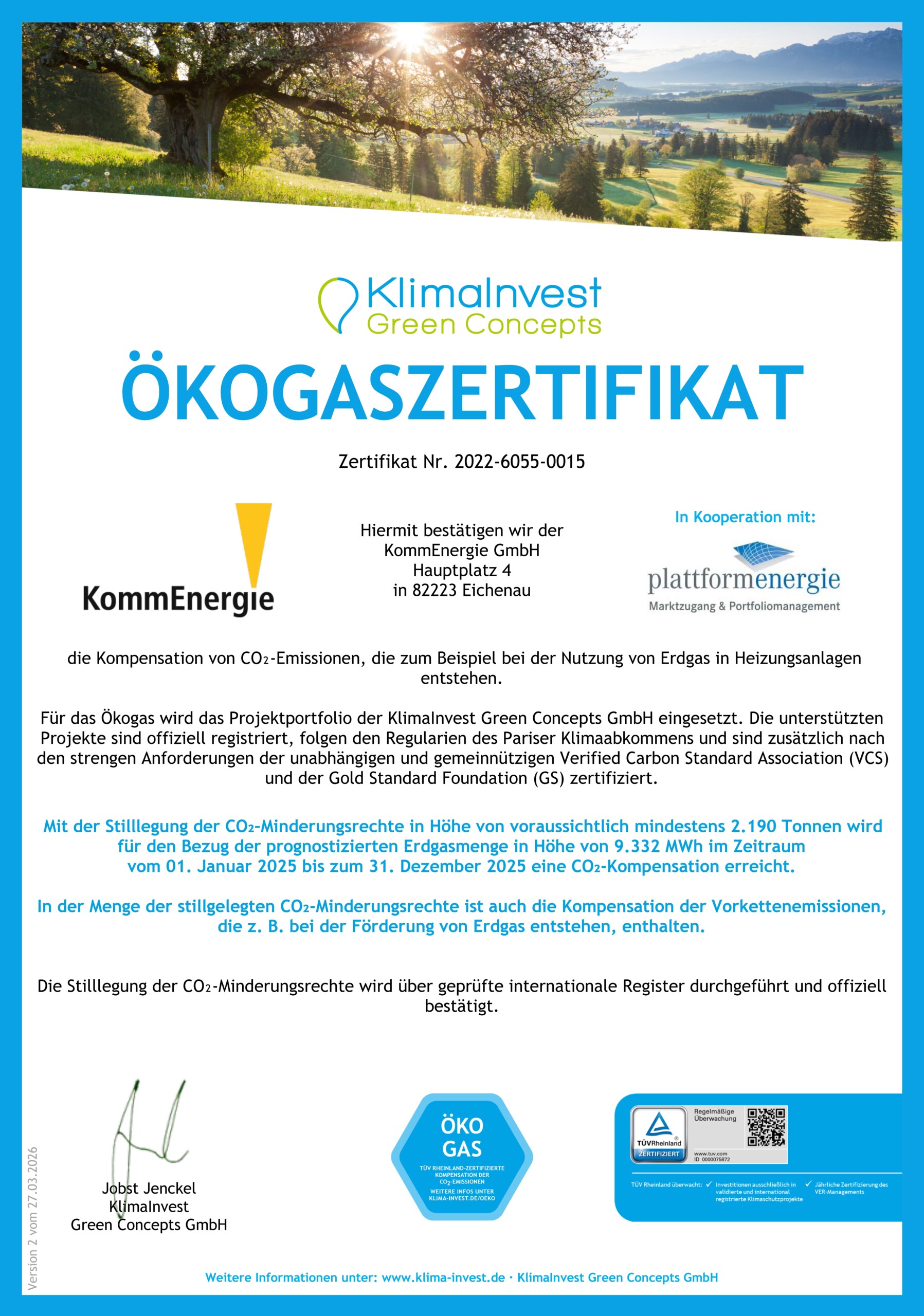Ökogas-Zertifikat